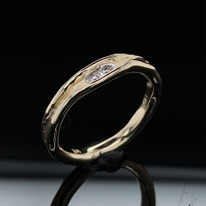 Marquise Diamond Rustic Melted Hand Made Ring