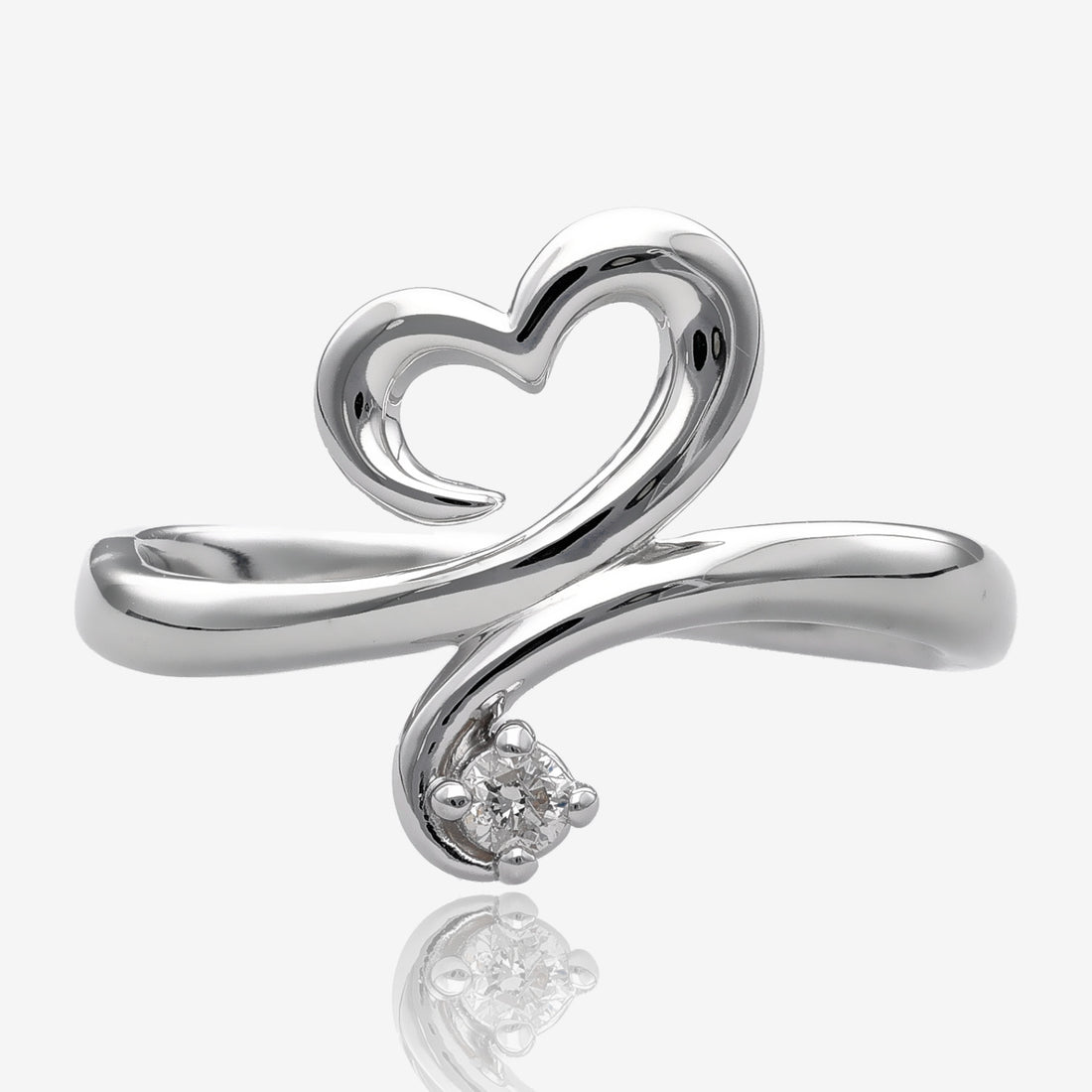 .06ct Diamond Silver Heart Freeform Promise Ring