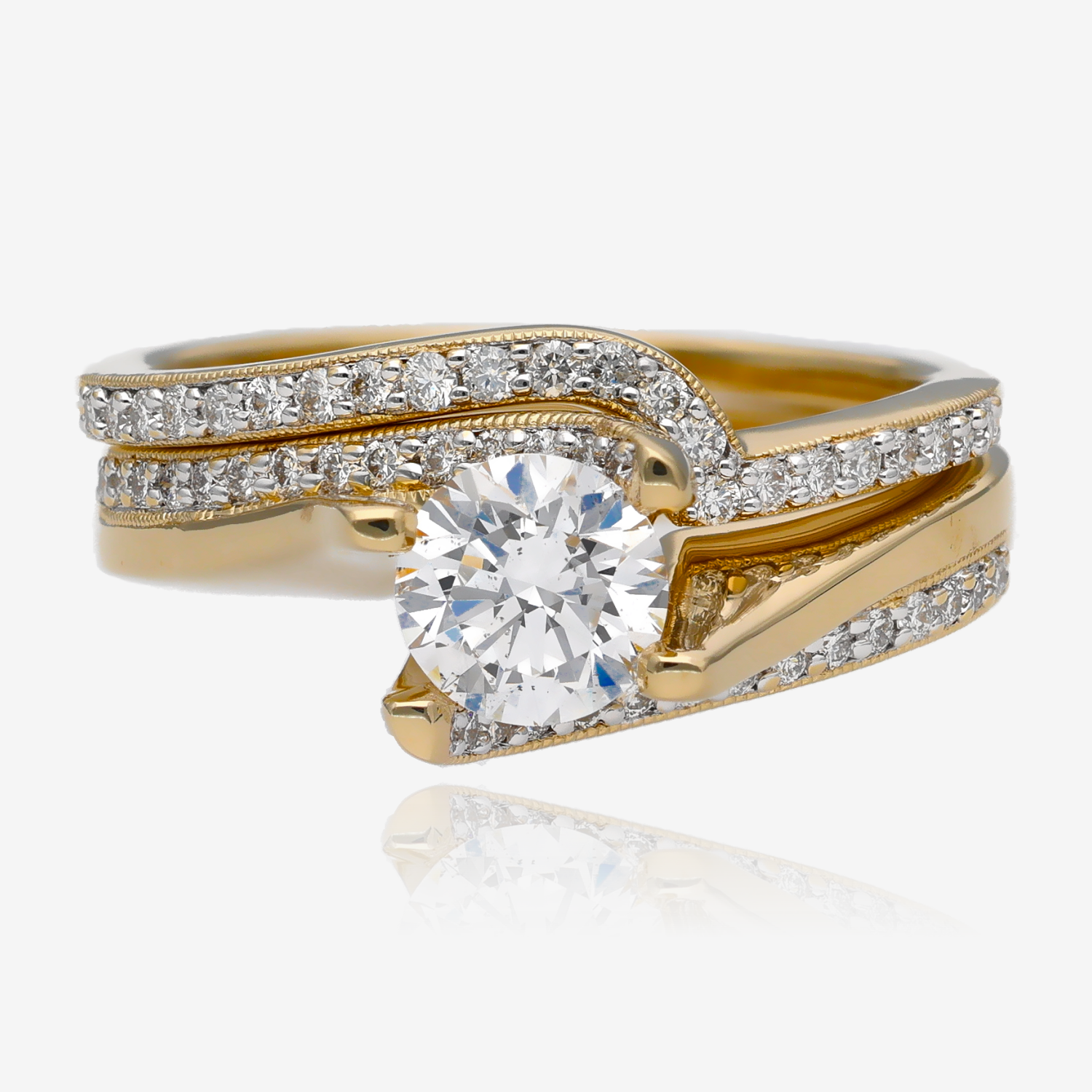 Swept Lab Diamond Bypass Bridal Ring Set