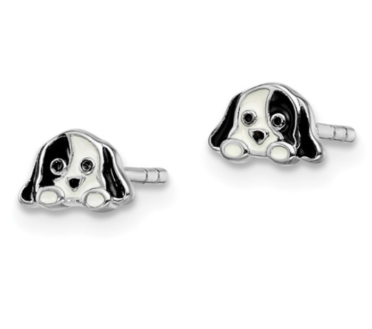 Little Puppy Enamel Sterling Earrings