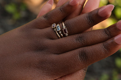 Radiant Elegance: Diamond Accented Gold Birthstone Ring