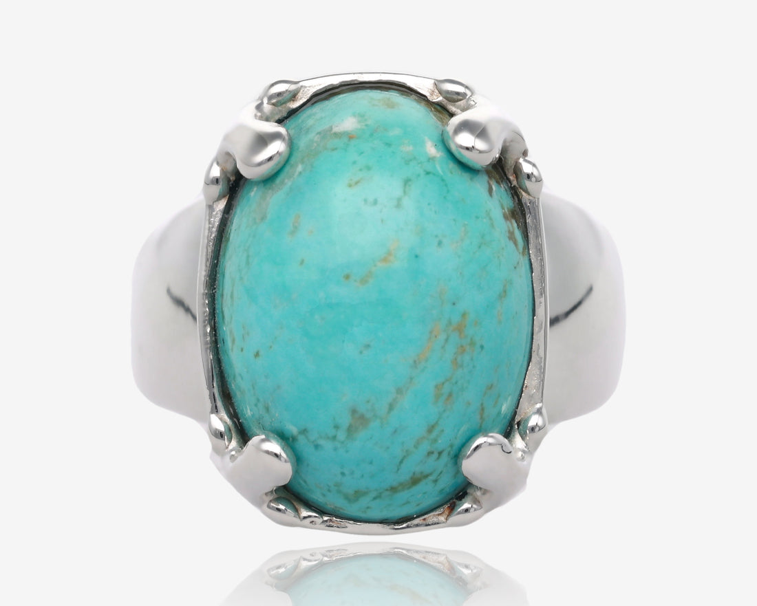 Taos Sky Turquoise in Tapered Silver Band