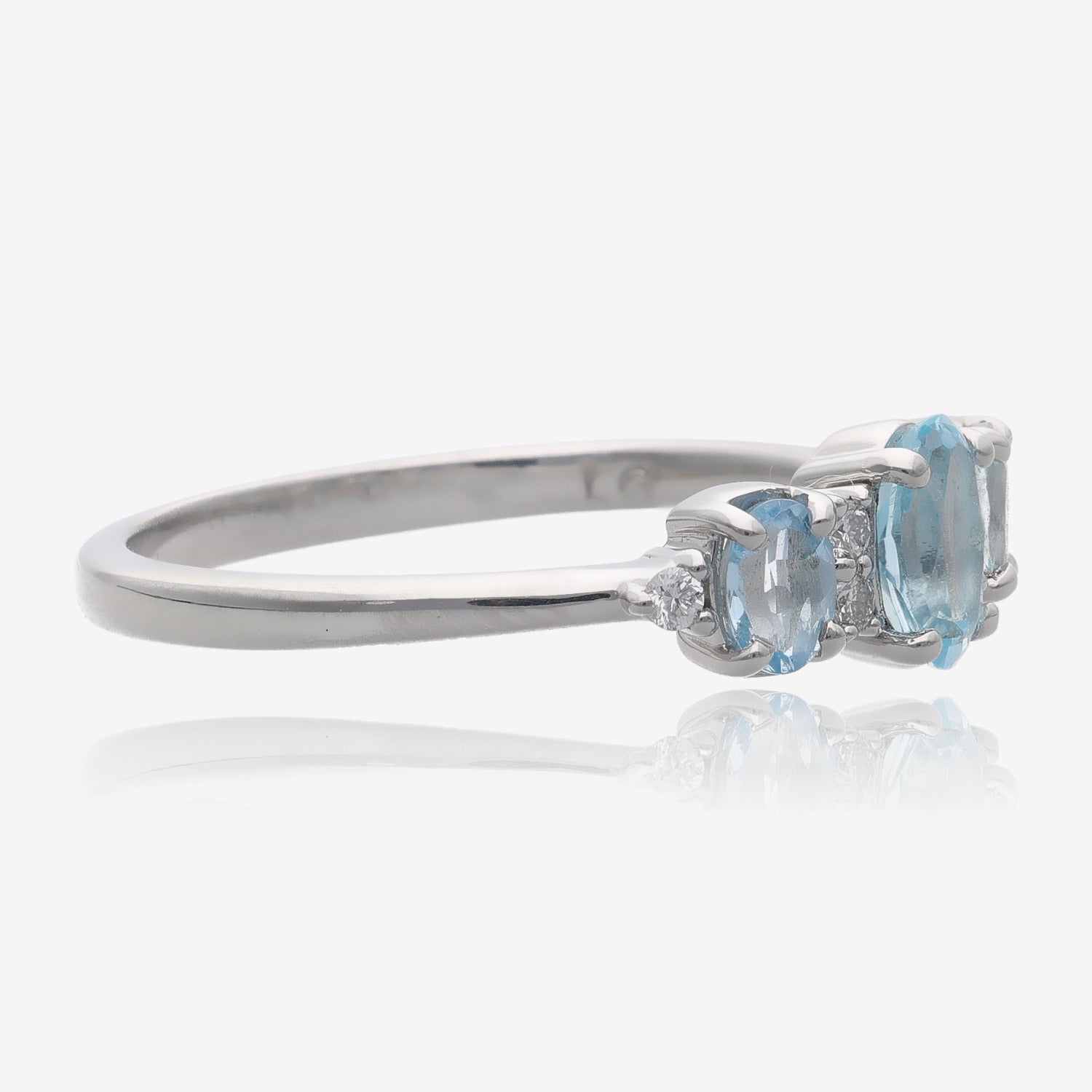 Cherished Blue Aquamarine and Diamond Silver Ring