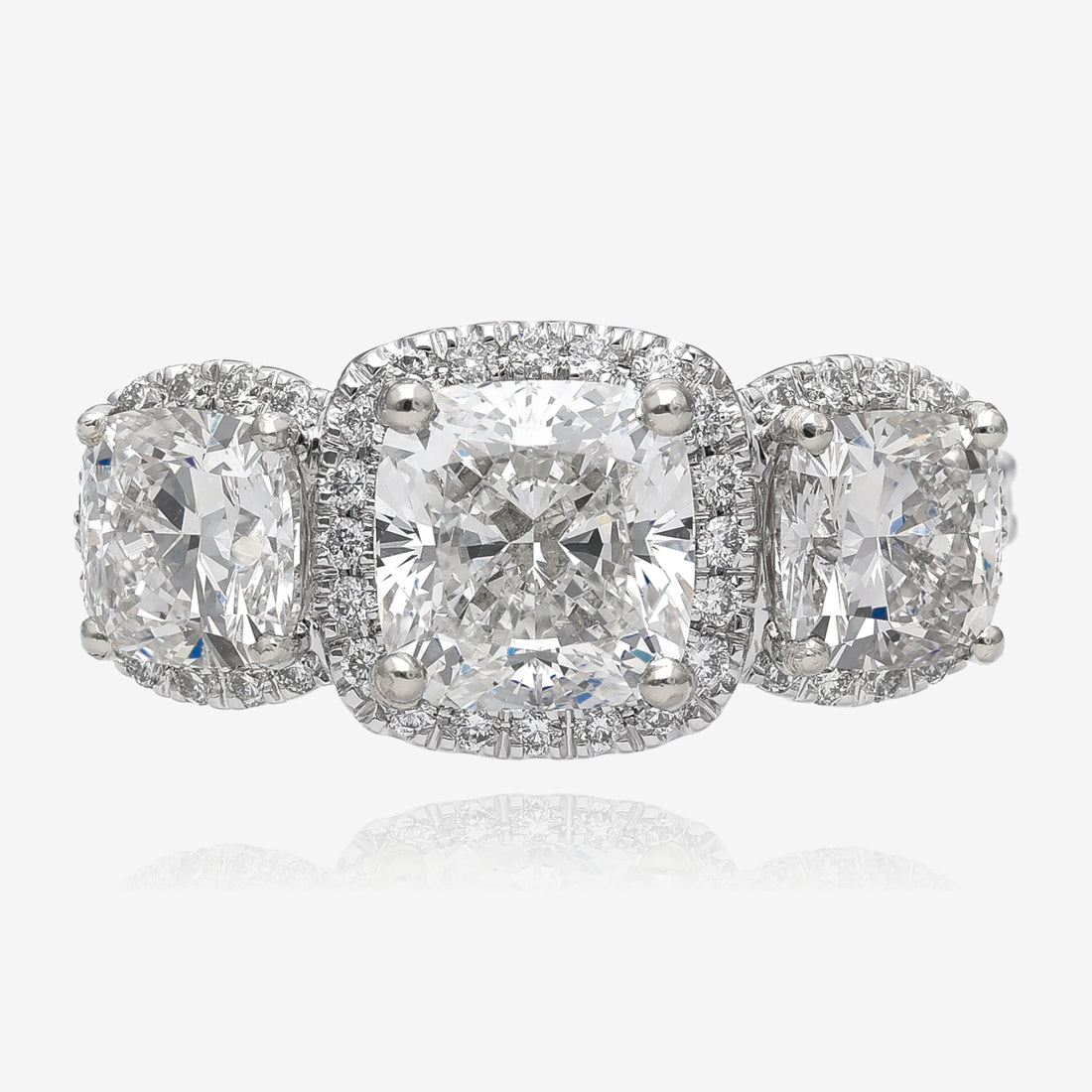 Cushion Halo Triple Lab Grown Diamond Ring