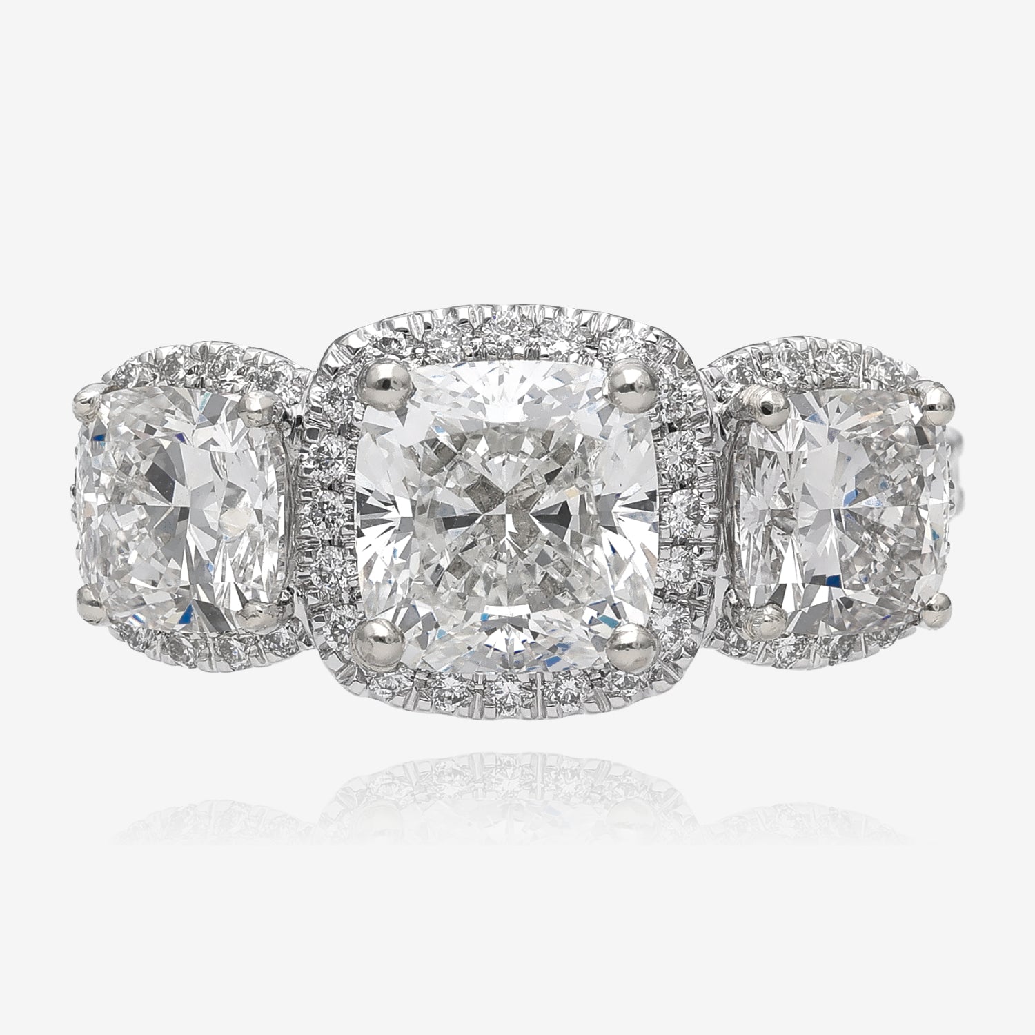 Cushion Halo Triple Lab Grown Diamond Ring