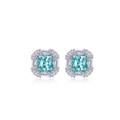 Treasured Teal Moments Lab-Grown Sapphire Halo  Earrings