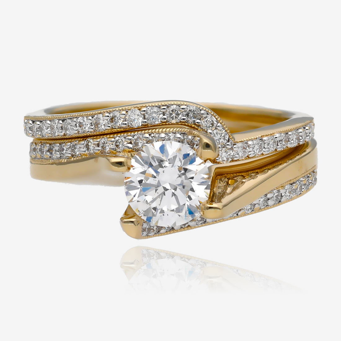 Swept Lab Diamond Bypass Bridal Ring Set