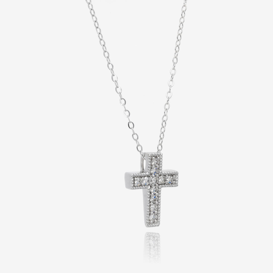 1/4ct Milgrain Edge Diamond Block Cross Pendant