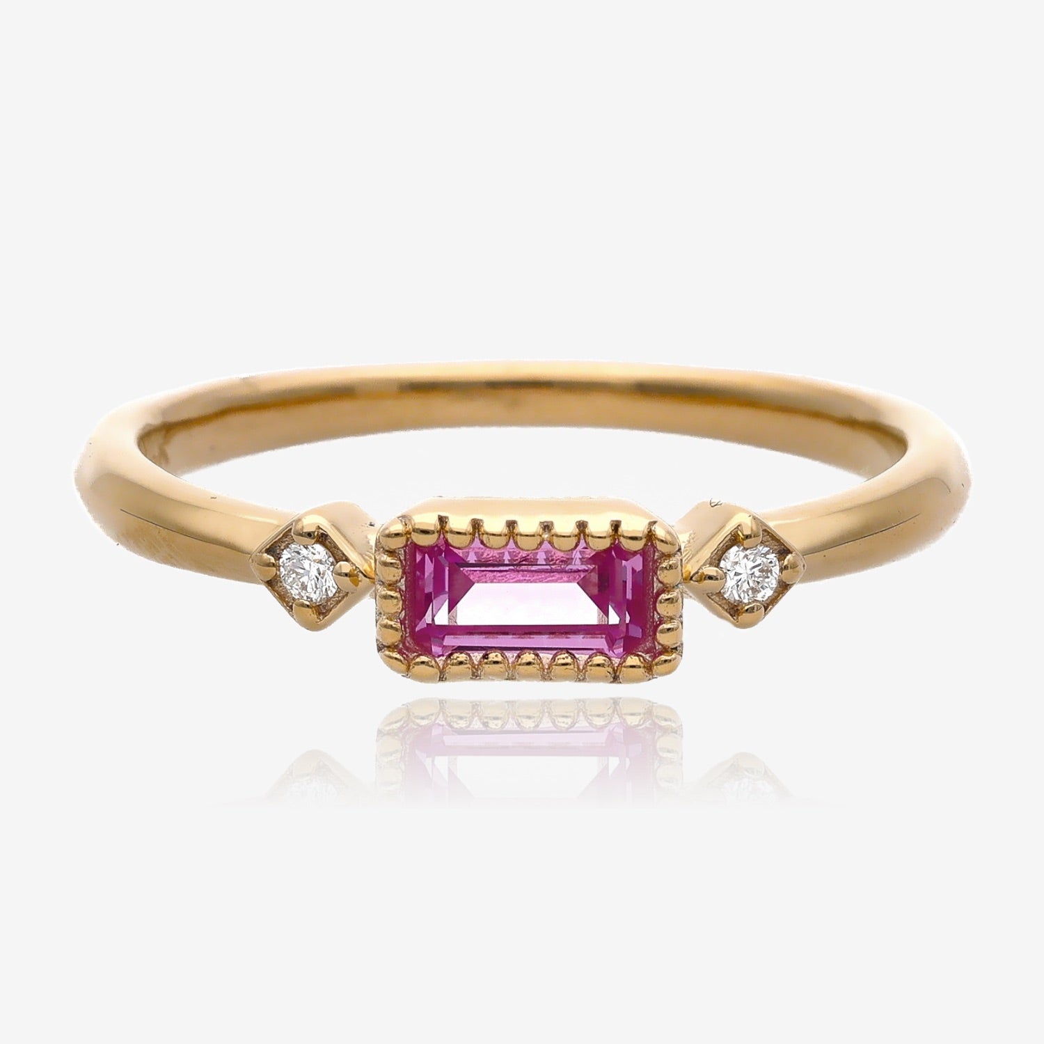 Radiant Elegance: Diamond Accented Gold Birthstone Ring