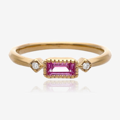 Radiant Elegance: Diamond Accented Gold Birthstone Ring