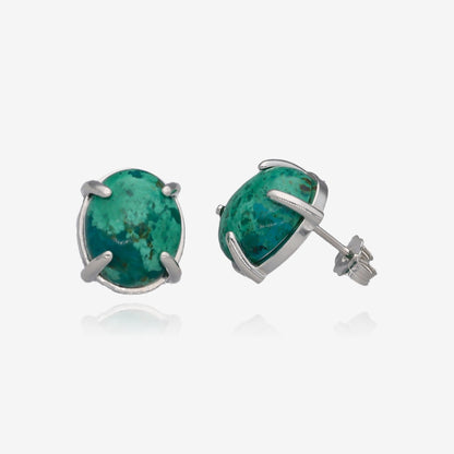 Lake Shore Blues Chrysocolla Sterling Stud Earrings