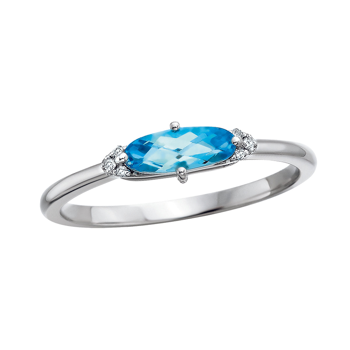 Brightest Sky Blue Topaz and Diamond Ring