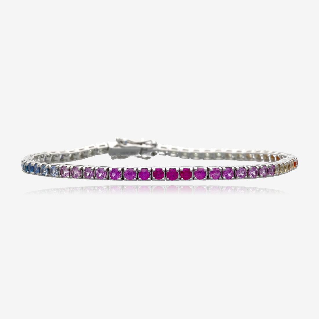 Multi Color Natural Sapphire Tennis Line Bracelet