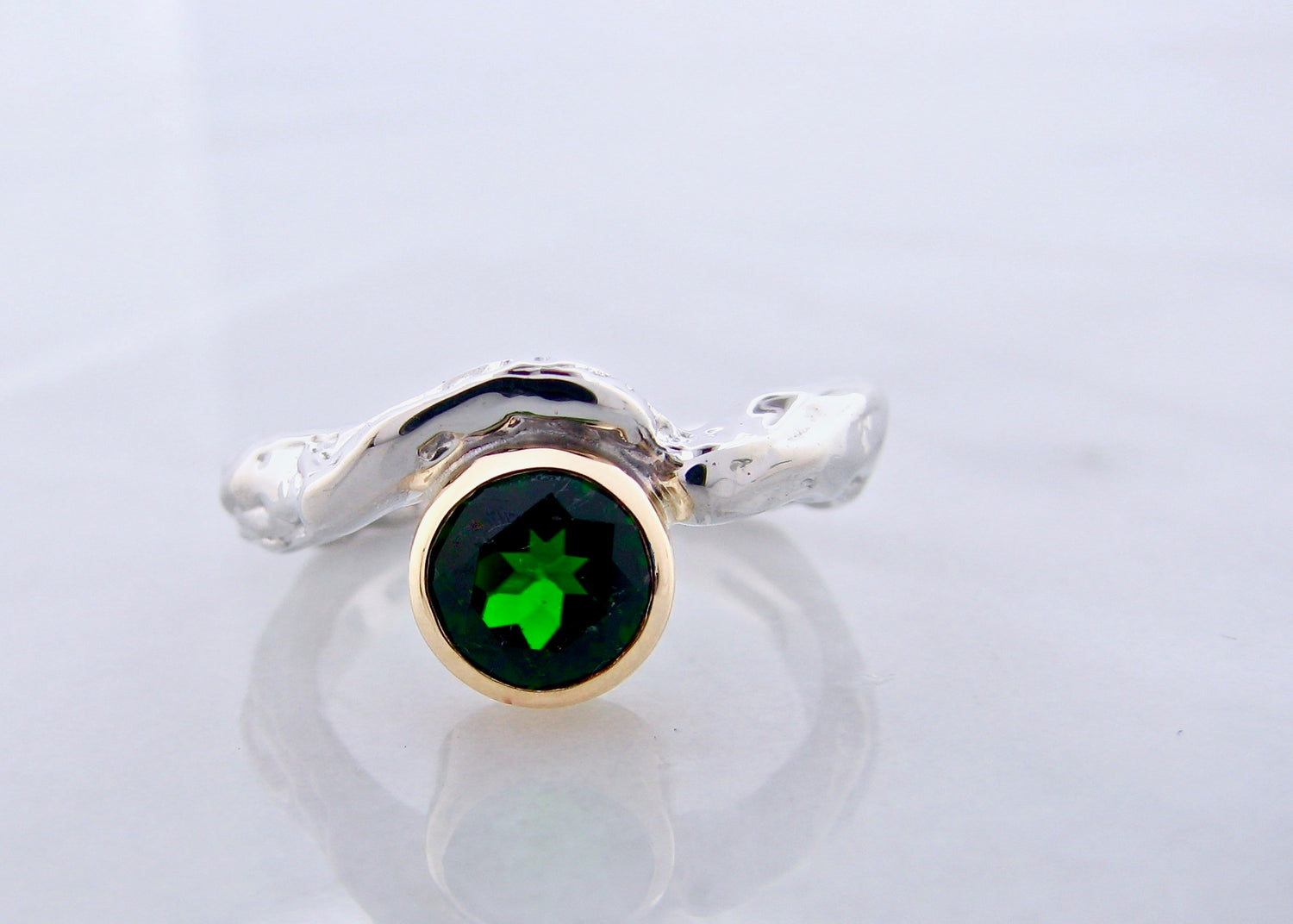 Secret Garden Bezel Chrome Diopside Two-Tone Ring