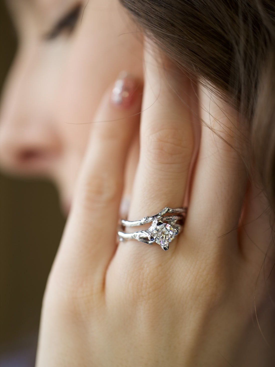 Birch Branch Diamond Gold Wedding Set