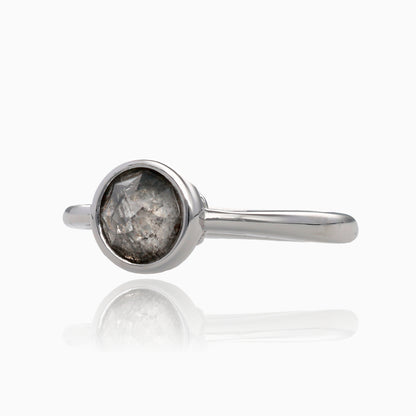 Salt &amp; Pepper Diamond Bezel Set Ring