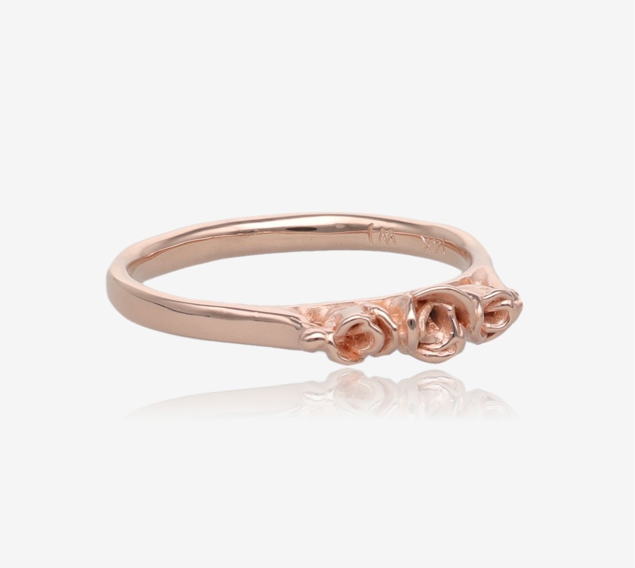 Rose Gold Band, Three Dainty Roses