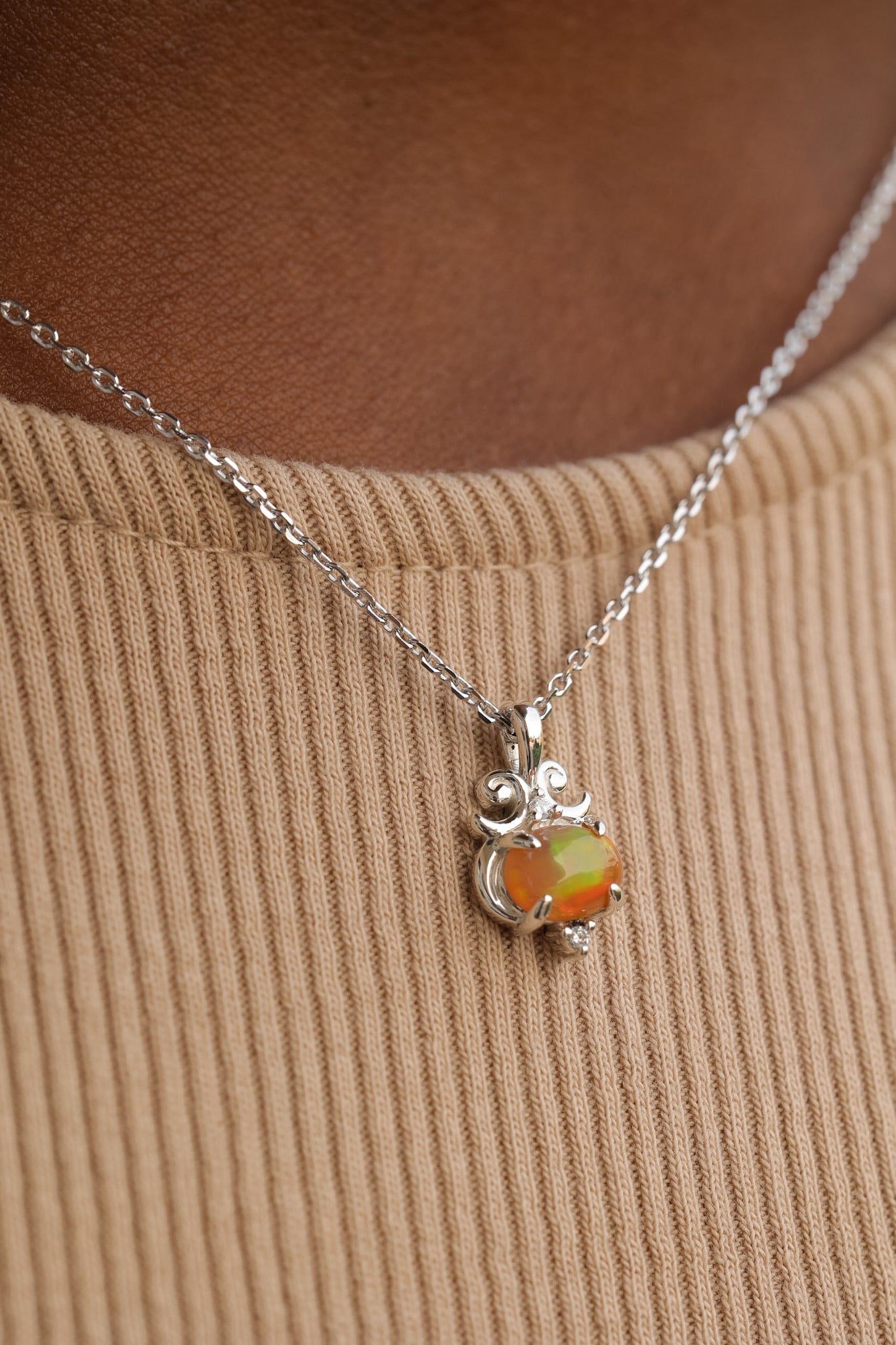 Whimsy Golden Opal Silver Pendant