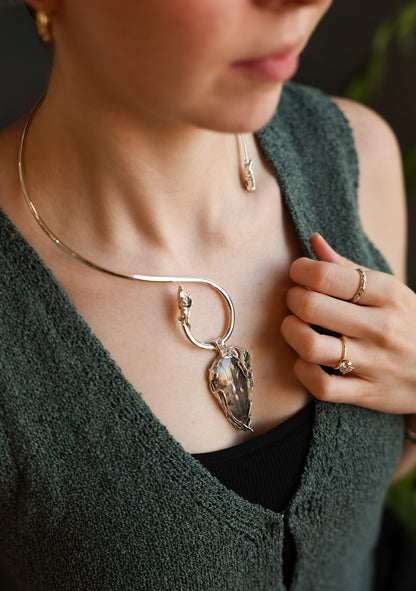 Wander Moss Agate and Tourmaline Necklace