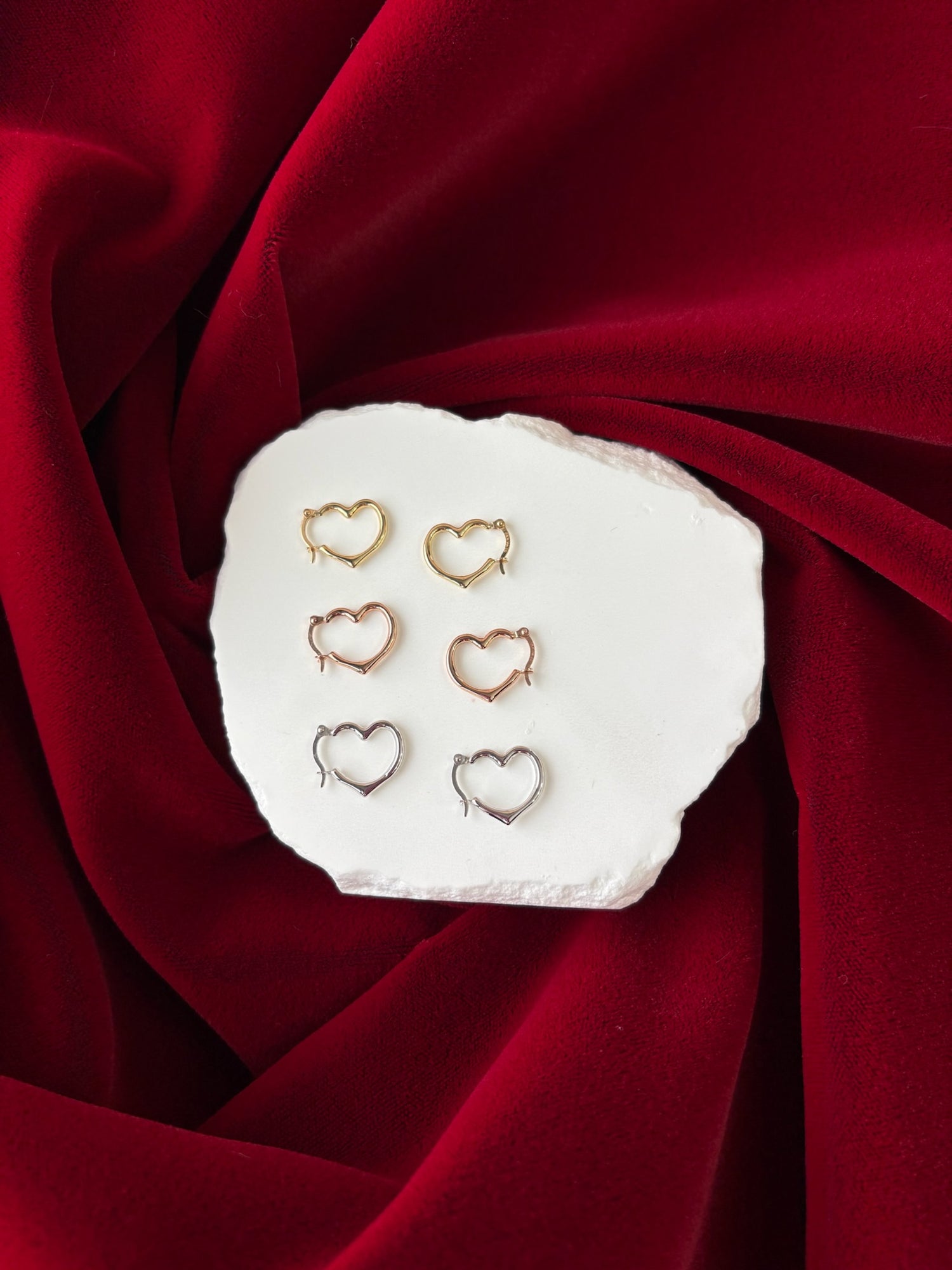 14K Gold Heart Hoop Earrings