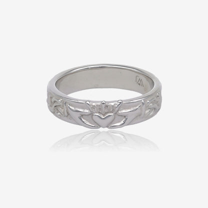 Silver Wedding Band, Claddagh Ring