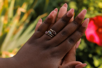 Radiant Elegance: Diamond Accented Gold Birthstone Ring