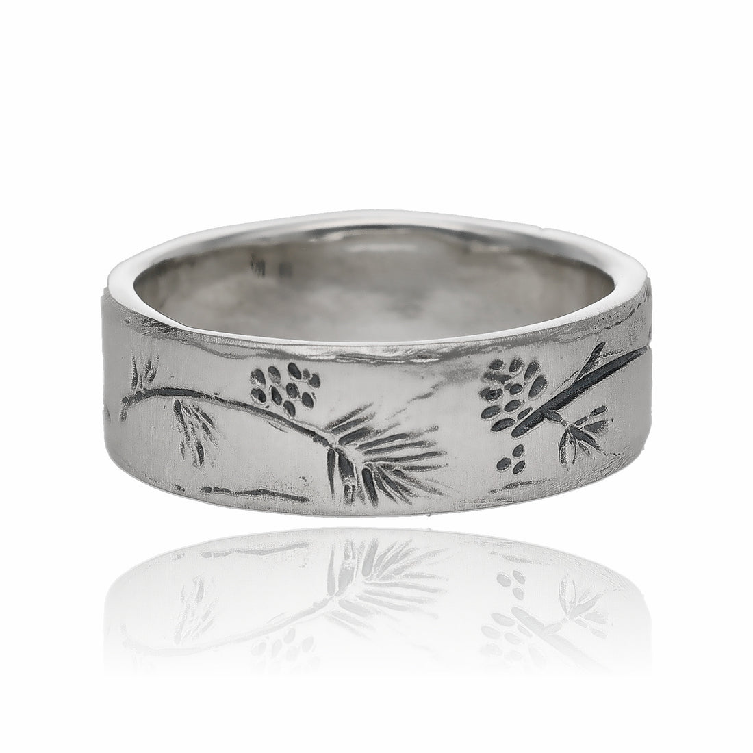 Silver Ring, Ponderosa Pine Band Antiqued