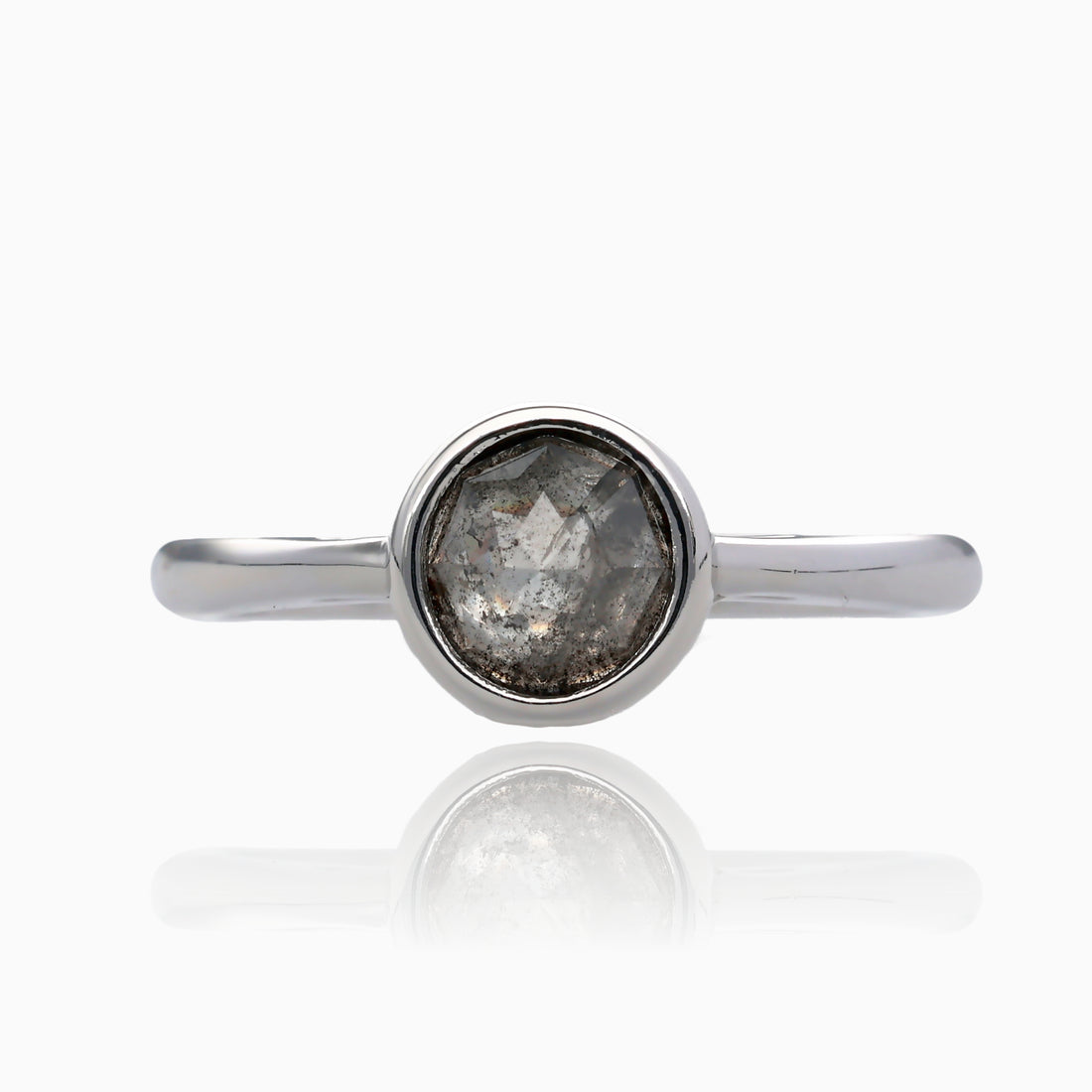Salt &amp; Pepper Diamond Bezel Set Ring
