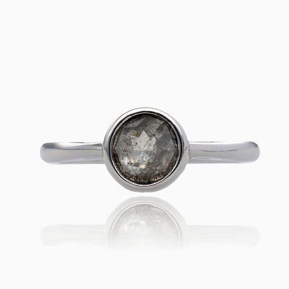 Salt &amp; Pepper Diamond Bezel Set Ring