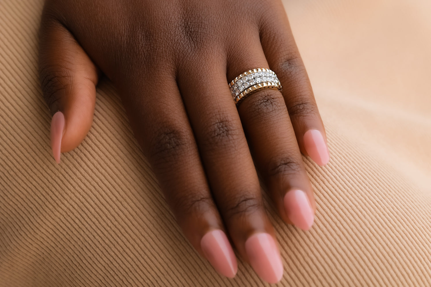 Natural Diamond Flex Triple Wrap Ring