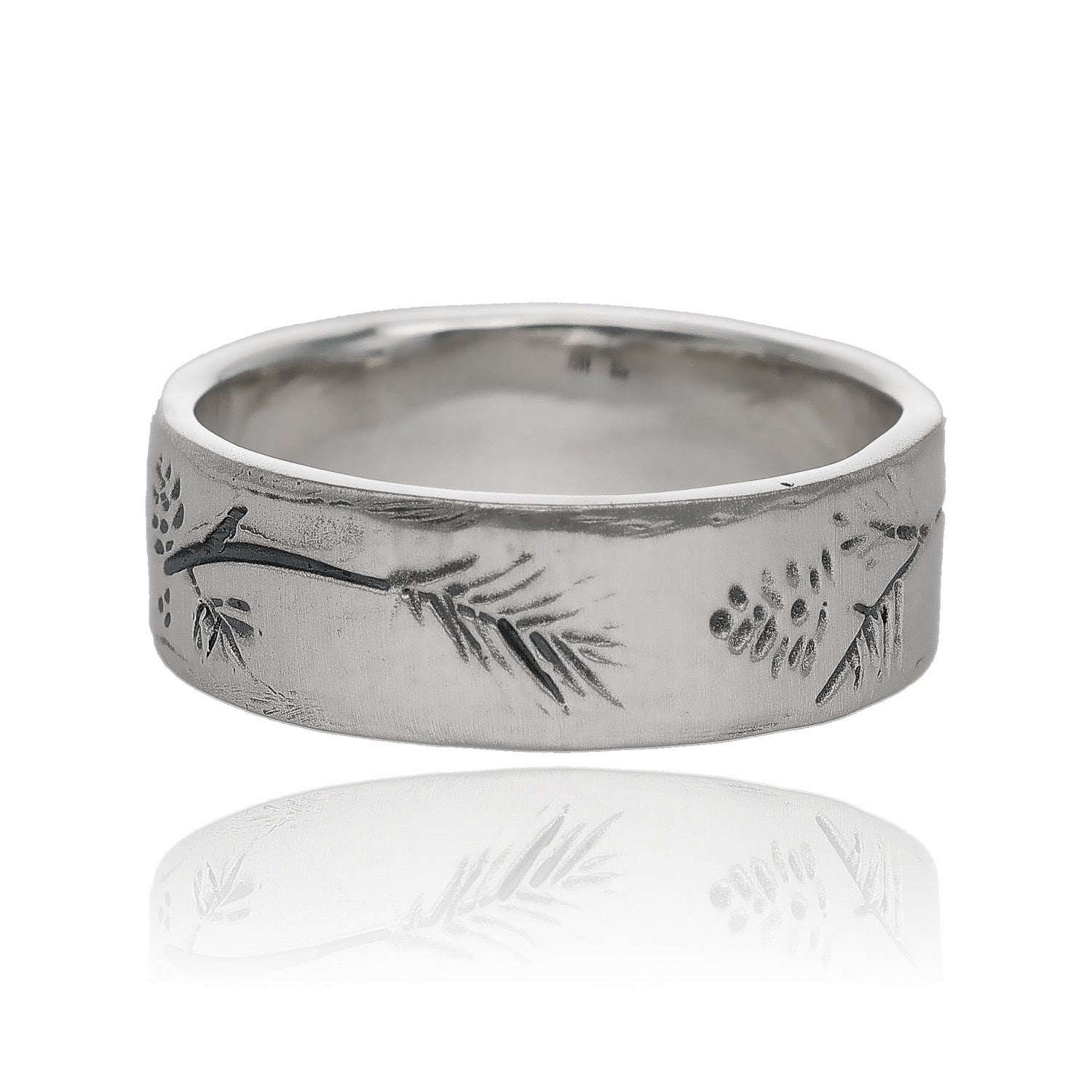 Silver Ring, Ponderosa Pine Band Antiqued