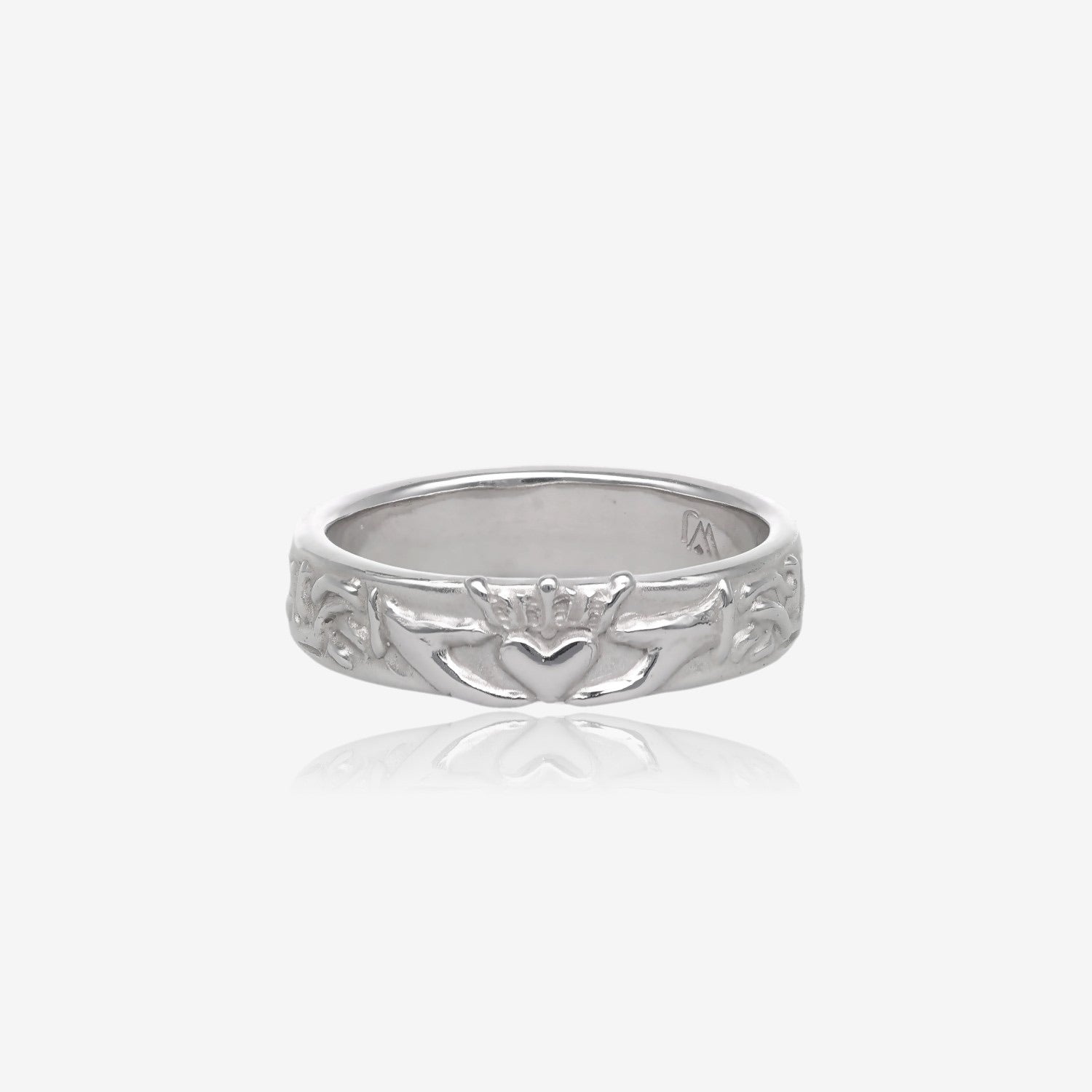 Silver Wedding Band, Claddagh Ring