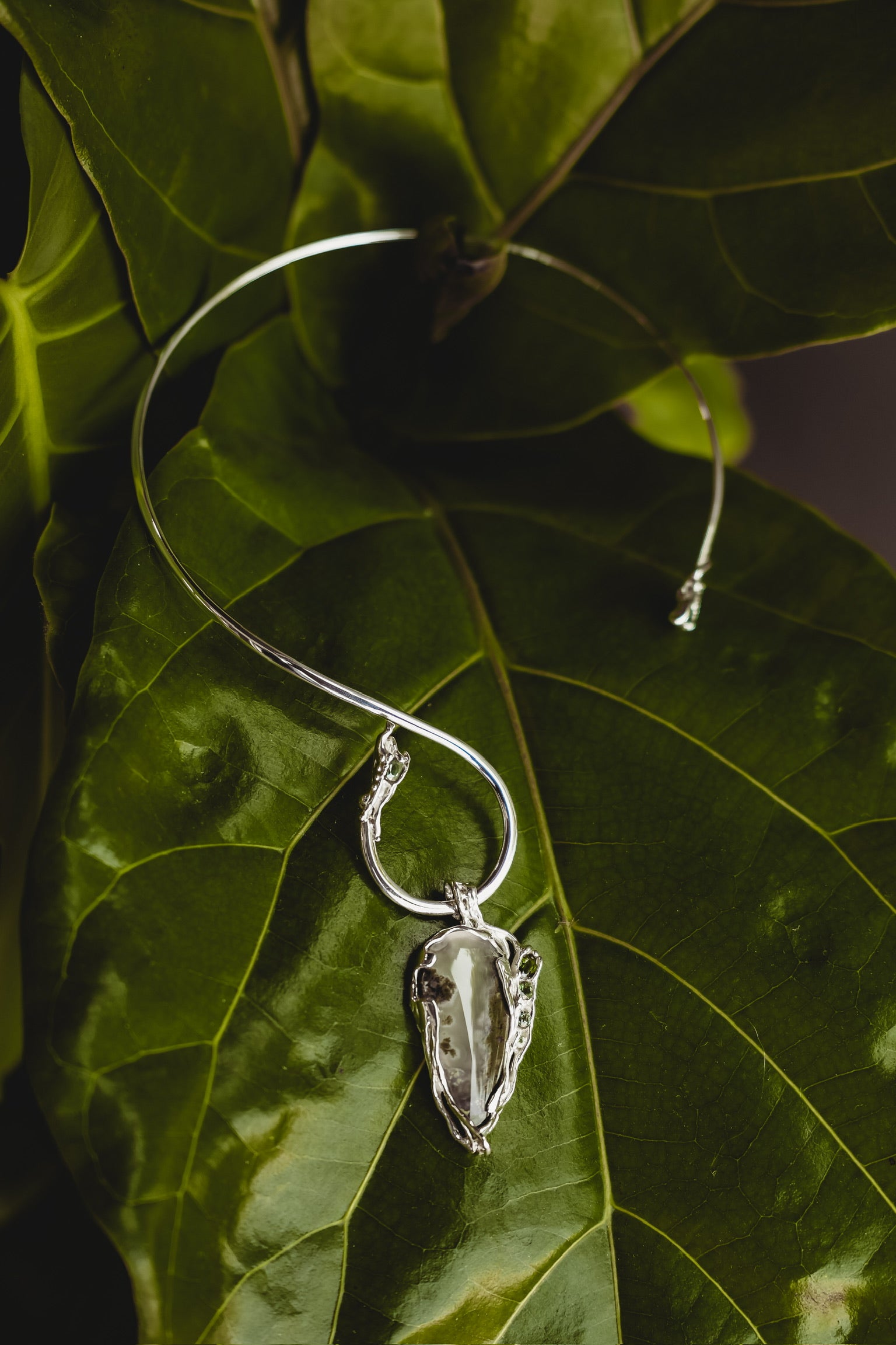 Wander Moss Agate and Tourmaline Necklace