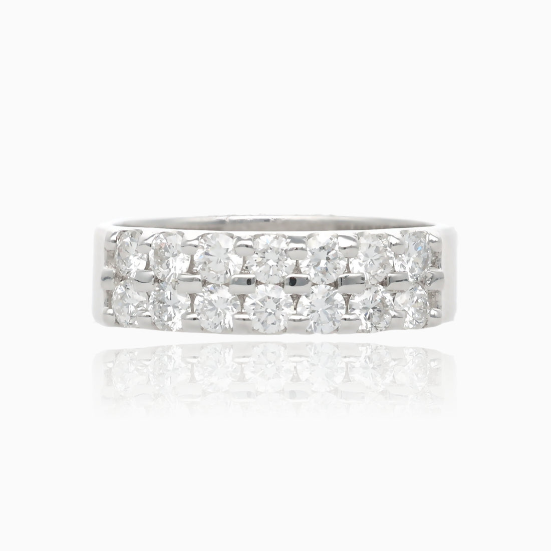 Sustainable White Double Diamond Band