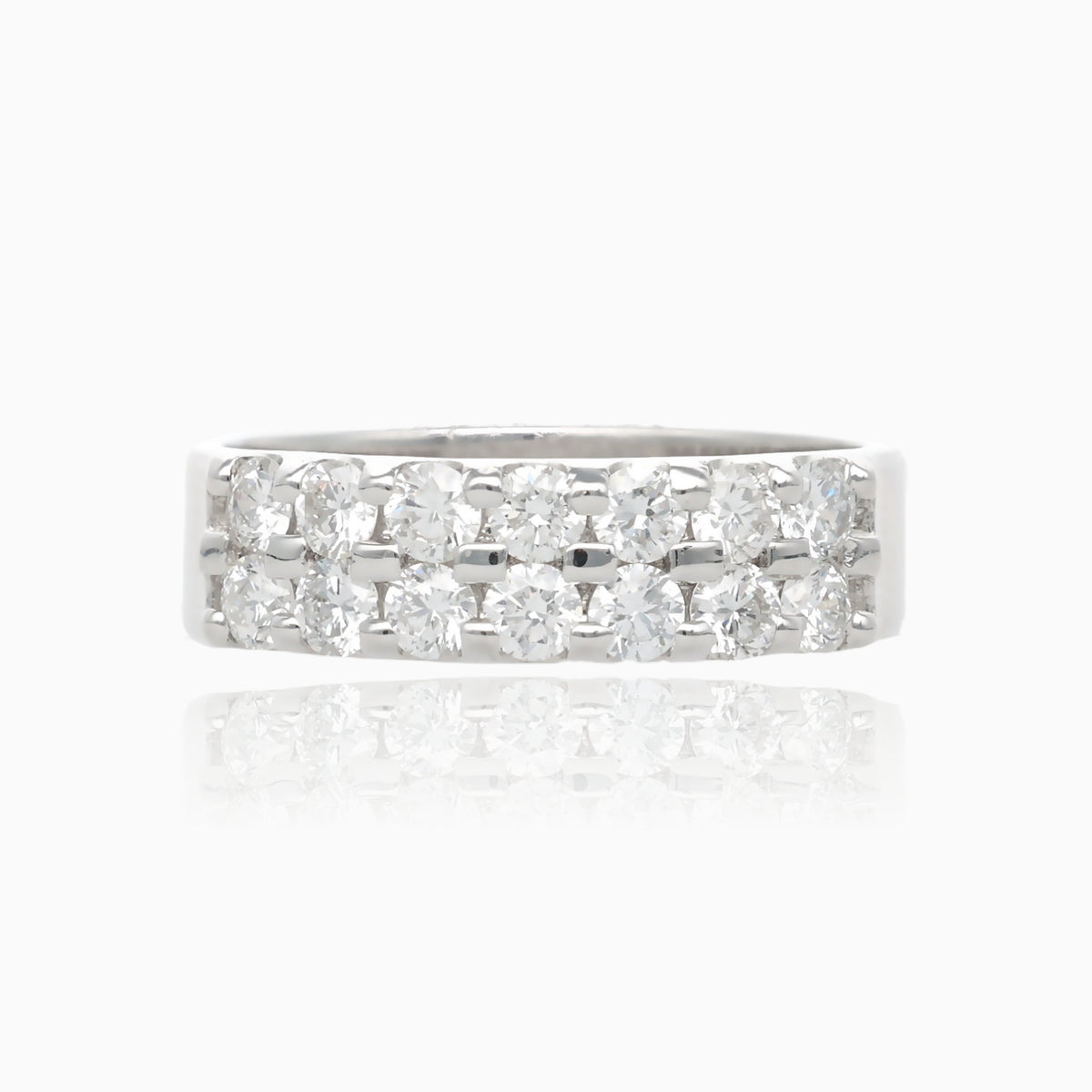 Sustainable White Double Diamond Band