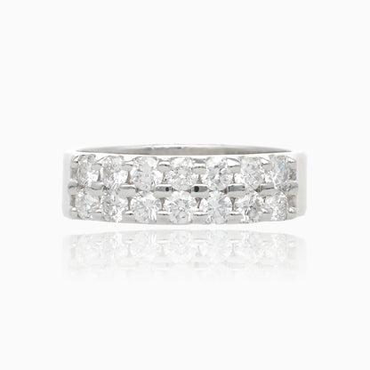 Sustainable White Double Diamond Band