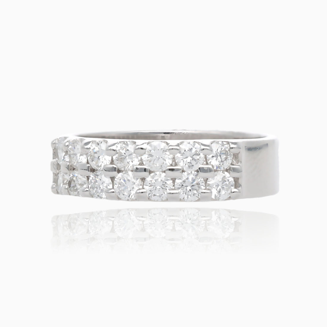 Sustainable White Double Diamond Band