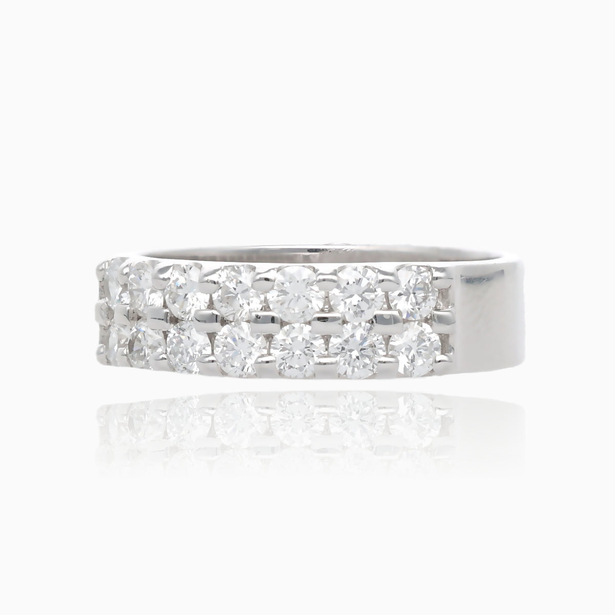 Sustainable White Double Diamond Band