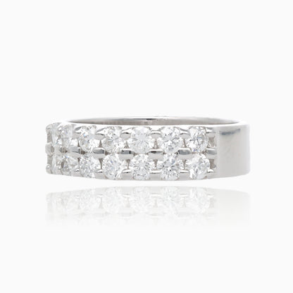 Sustainable White Double Diamond Band