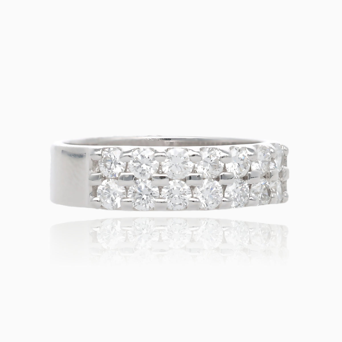 Sustainable White Double Diamond Band