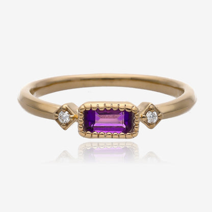 Radiant Elegance: Diamond Accented Gold Birthstone Ring