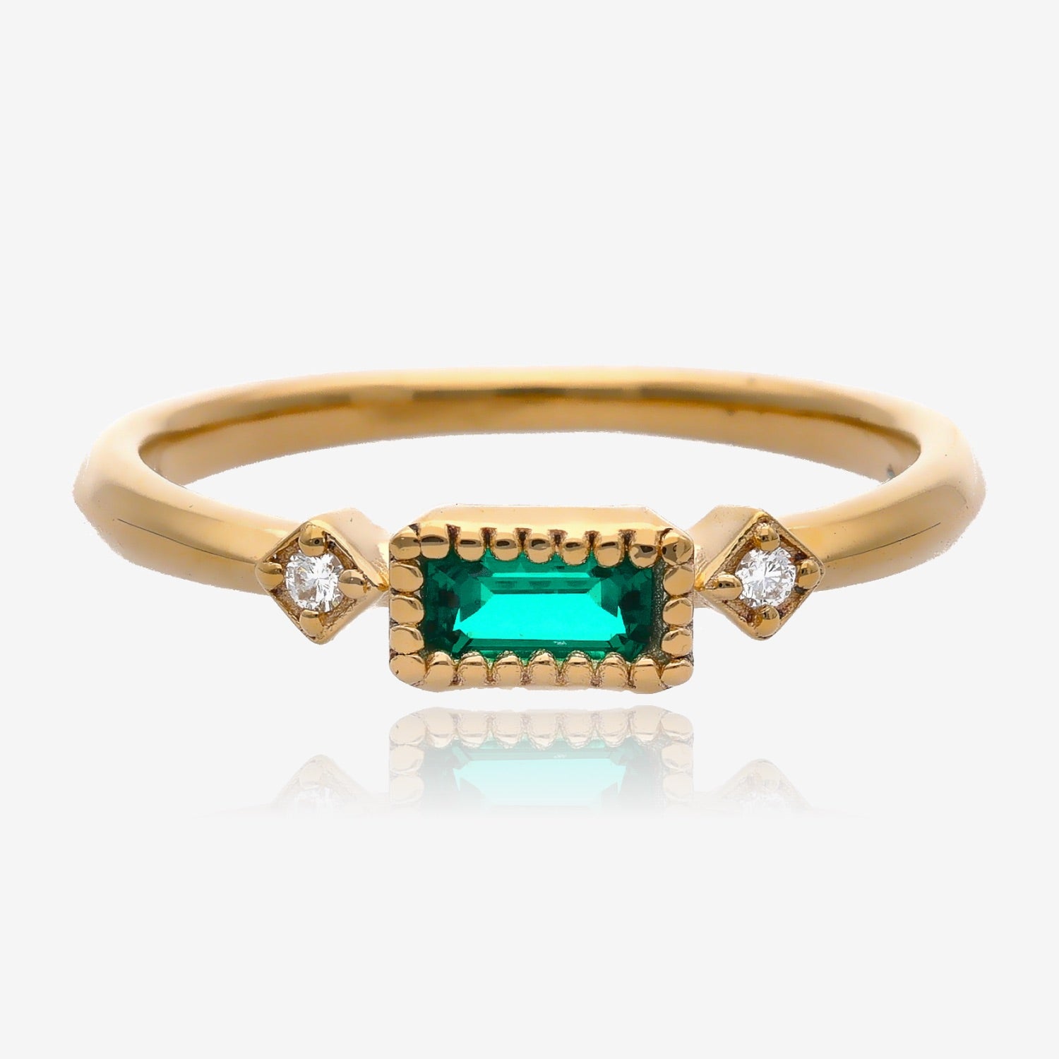 Radiant Elegance: Diamond Accented Gold Birthstone Ring