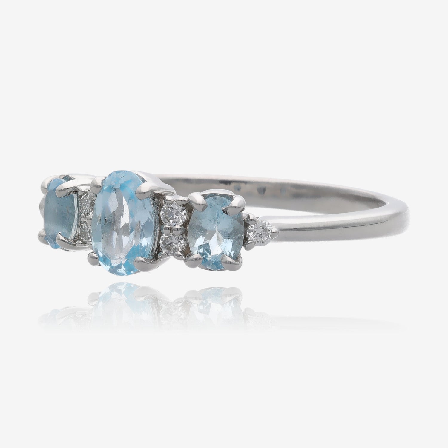 Cherished Blue Aquamarine and Diamond Silver Ring