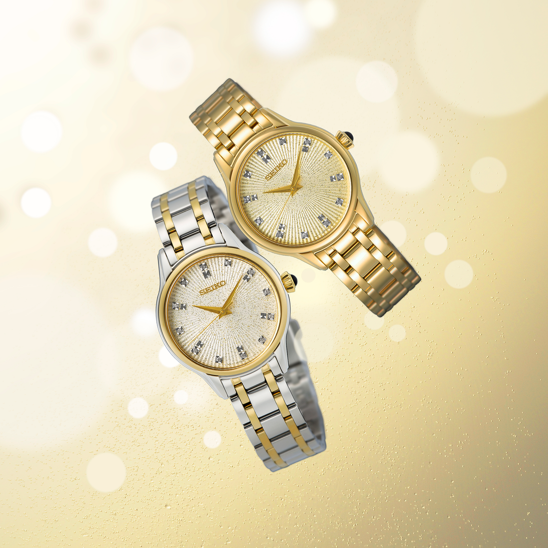 Ladies SEIKO Diamond GP Stainless Steel Champagne Watch SRZ552