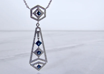 .48ct TDW Diamond &amp; .33CTW Blue Sapphire White Gold