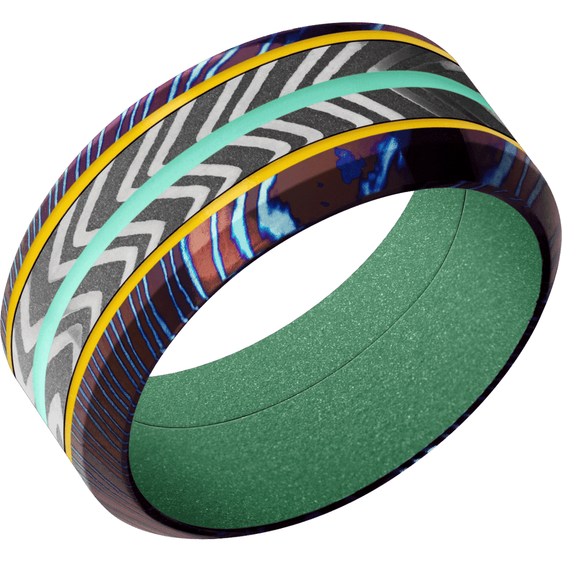 Titanium Damascus + Polish , Polish Finish + Squatch