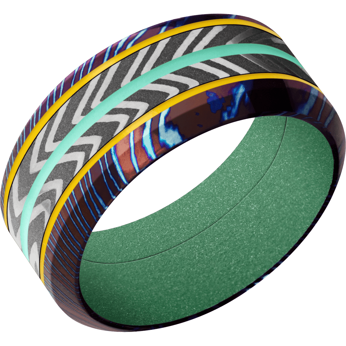 Titanium Damascus + Polish , Polish Finish + Squatch