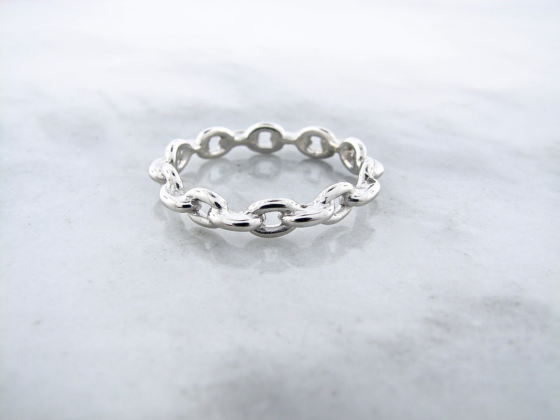 Silver Ring, Chain Link Band