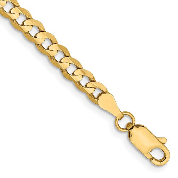 9&quot; 10K 3.8mm Open Concave Curb Chain Bracelet