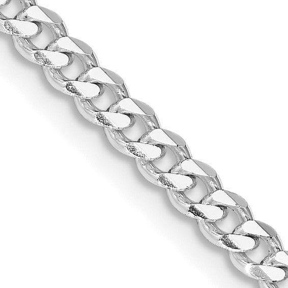 18&quot; Sterling Silver Rhodium-plated 3.5mm Curb Chain